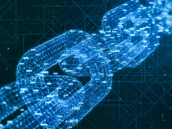 "Blockchain technology streamlining real estate transactions for transparency and security in 2025."